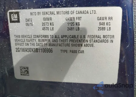 2011 Chevrolet Impala Ls from USA, damaged, VIN 2G1WA5EK8B1106906